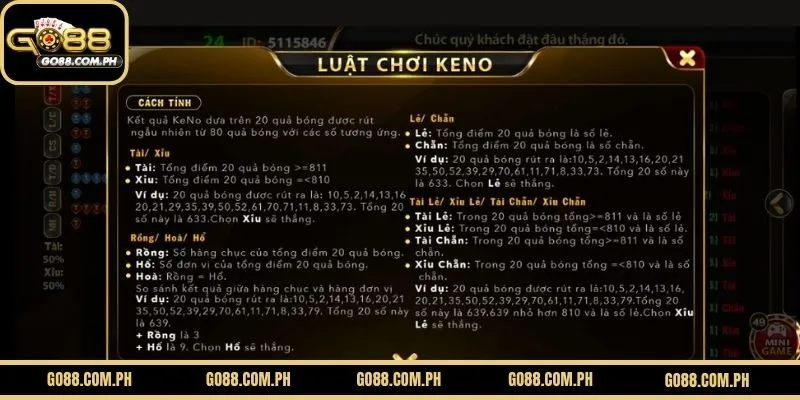 Luật Chơi Keno GO88 